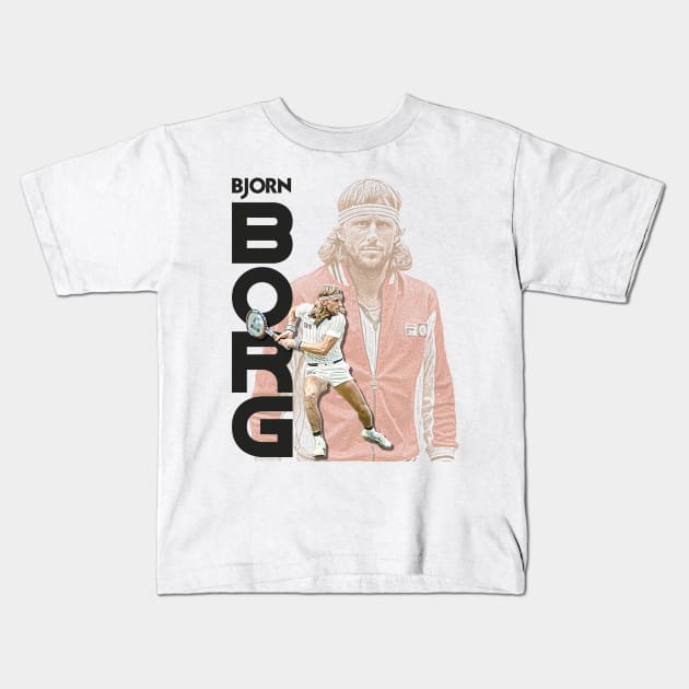 Borg // Retro Tennis Icon Tribute Kids T-Shirt by darklordpug